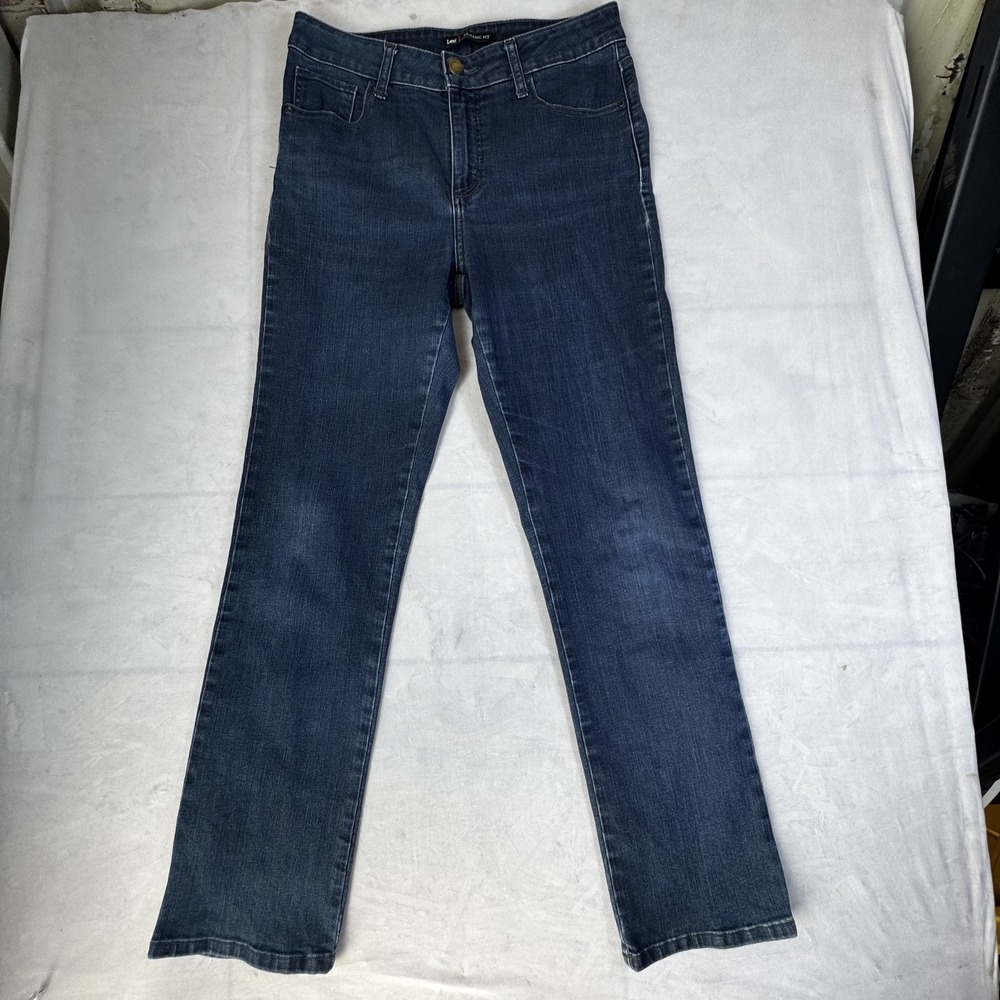 Lee Womens Straight Leg Jeans Indigo Blue Classic Fit Stretch Denim Retro Sz 10